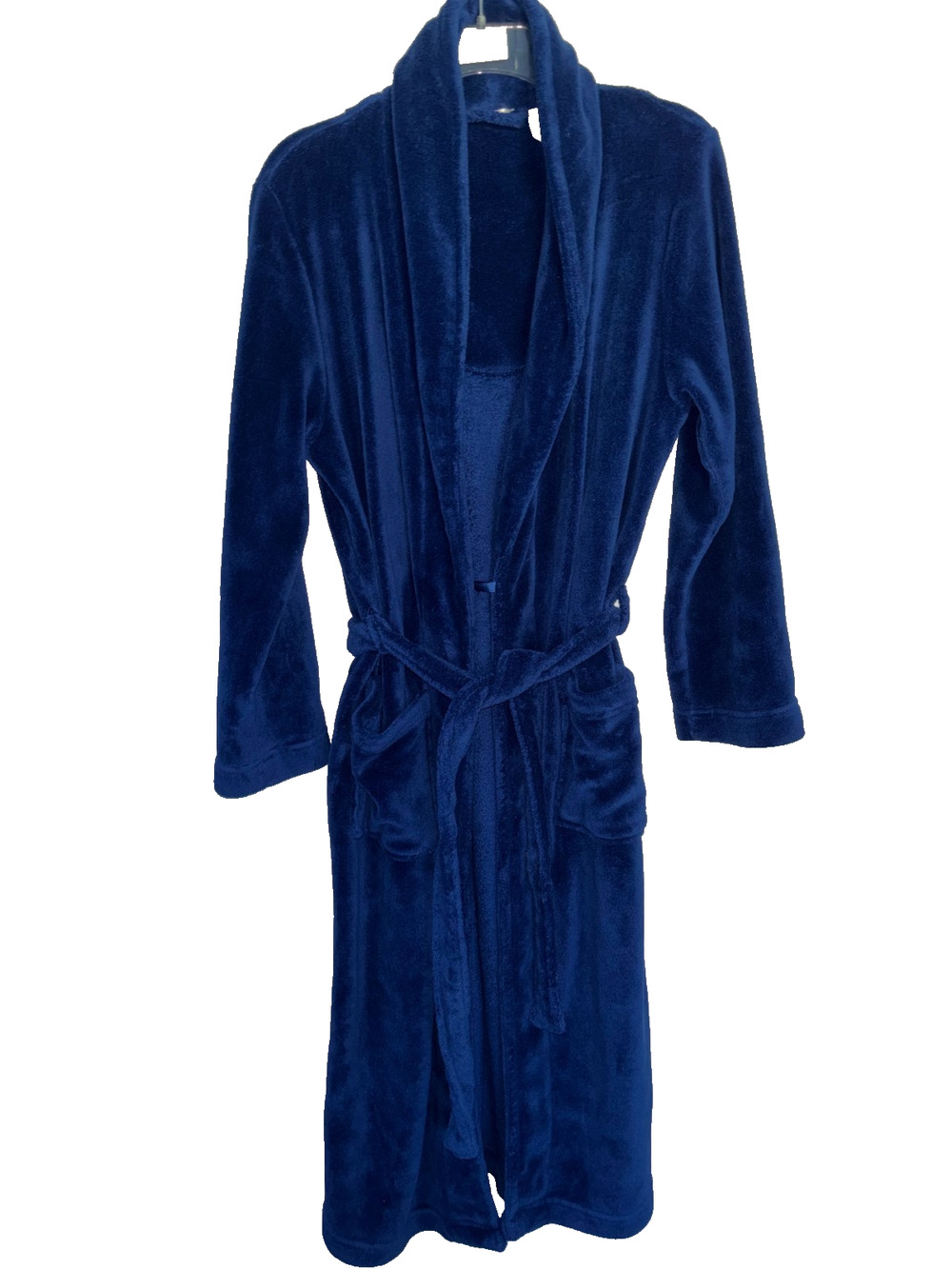 Apt. 9 Royal Blue Velvet Plush Fleece Bathrobe Belted Long Luxury Lounge Robe S